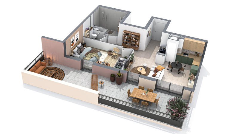 Appartement - 45 m² - 2 pièces