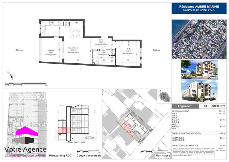 Appartement - 48 m² - 2 pièces