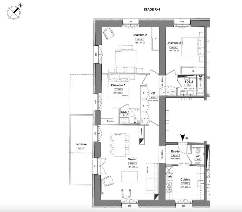 Appartement - 114 m² - 4 pièces
