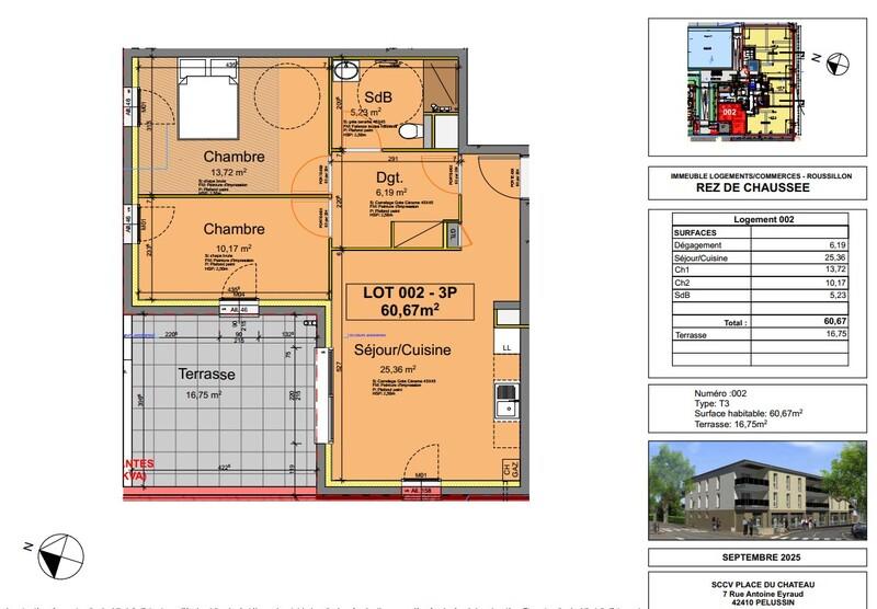 Appartement - 61 m² - 3 pièces