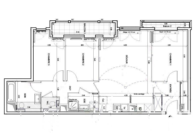 Appartement - 80 m² - 4 pièces