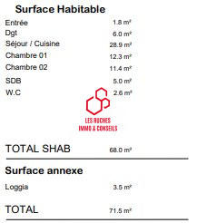 Appartement - 68 m² - 3 pièces