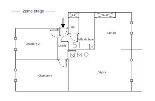 Appartement - 57 m² - 3 pièces
