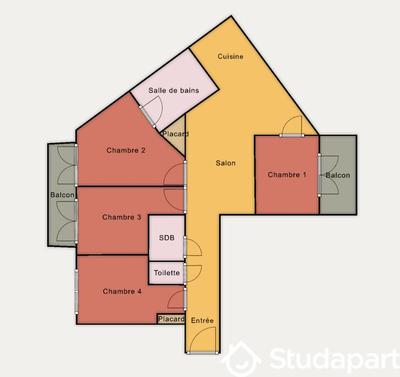 Chambre - 10 m² - 1 pièce