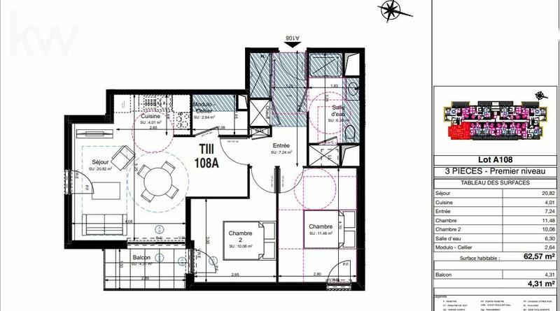 Appartement - 63 m² - 3 pièces