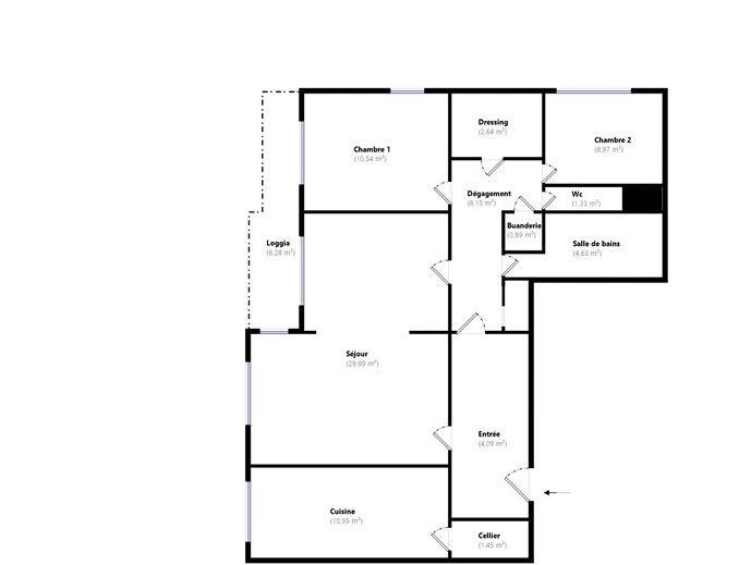 Appartement - 88 m² - 3 pièces