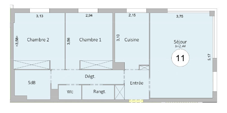 Appartement - 63 m² - 3 pièces