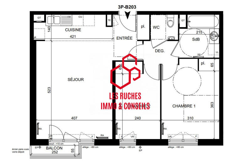 Appartement - 62 m² - 3 pièces