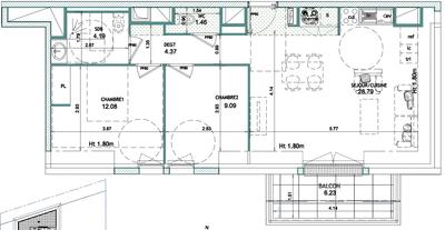 Appartement - 60 m² - 3 pièces