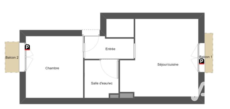 Appartement - 27 m² - 2 pièces