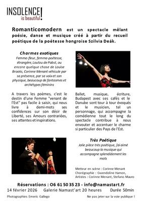 Spectacle poétique, dansé et musical Romanticomodern