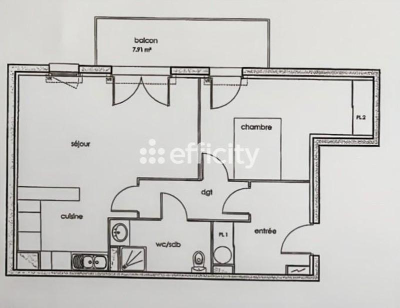 Appartement - 55 m² - 2 pièces
