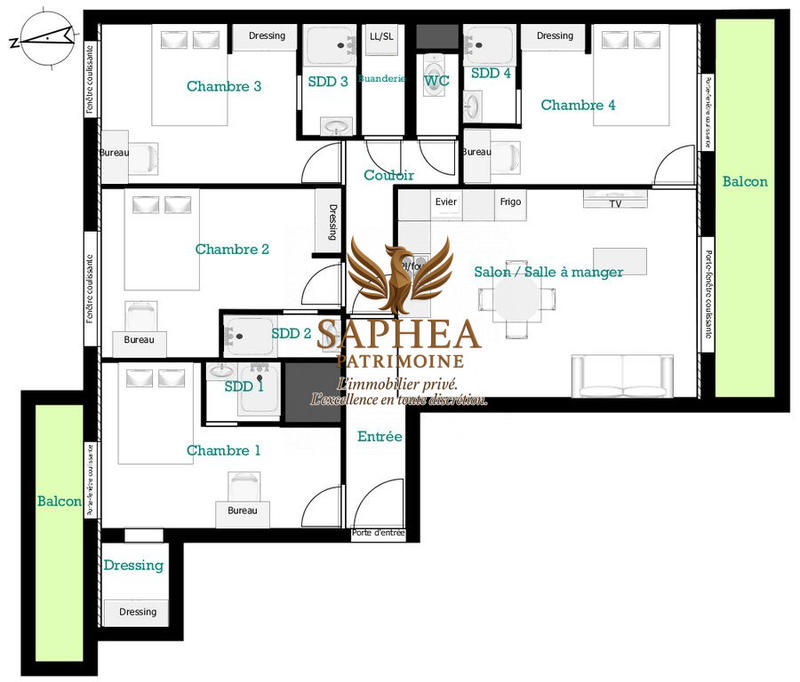 Appartement - 89 m² - 5 pièces