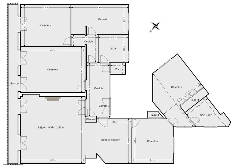 Appartement - 123 m² - 5 pièces