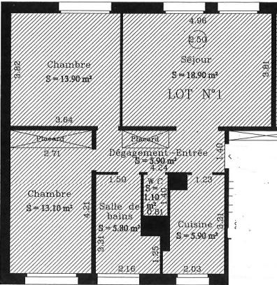 Appartement - 64 m² - 3 pièces