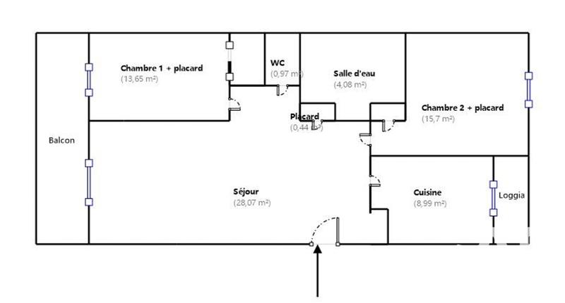 Appartement - 72 m² - 3 pièces