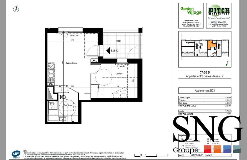 Appartement - 42 m² - 2 pièces