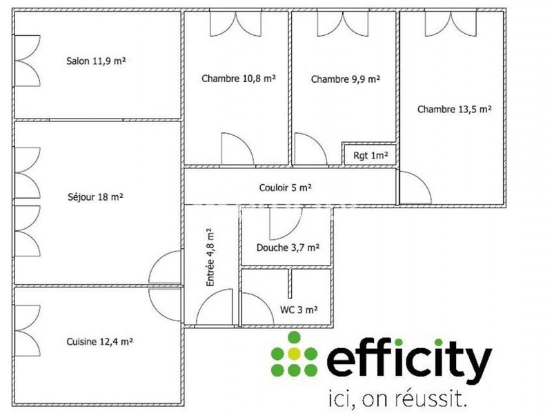 Appartement - 94 m² - 5 pièces
