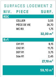 Duplex - 59 m² - 3 pièces