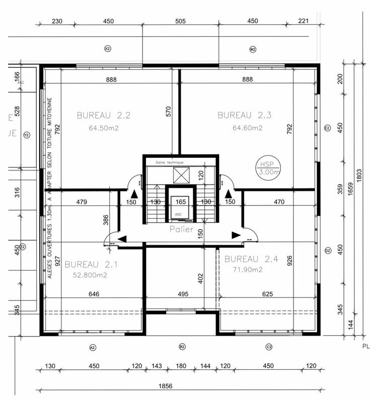 Bureau - 82 m² - 1 pièce