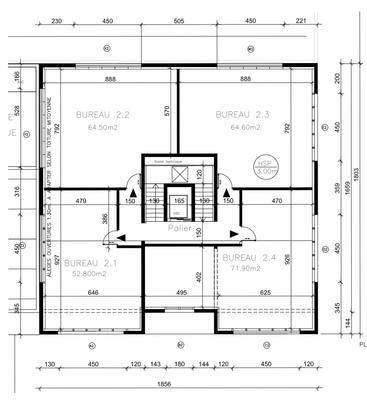 Bureau - 82 m² - 1 pièce