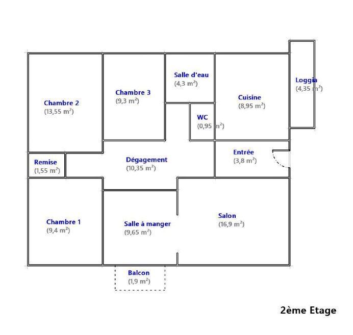 Appartement - 89 m² - 4 pièces