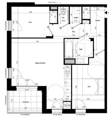 Appartement - 62 m² - 3 pièces