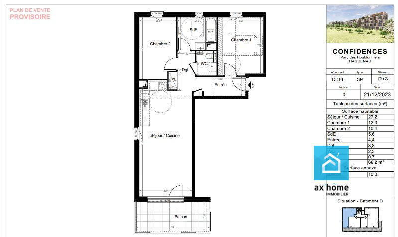Appartement - 66 m² - 3 pièces