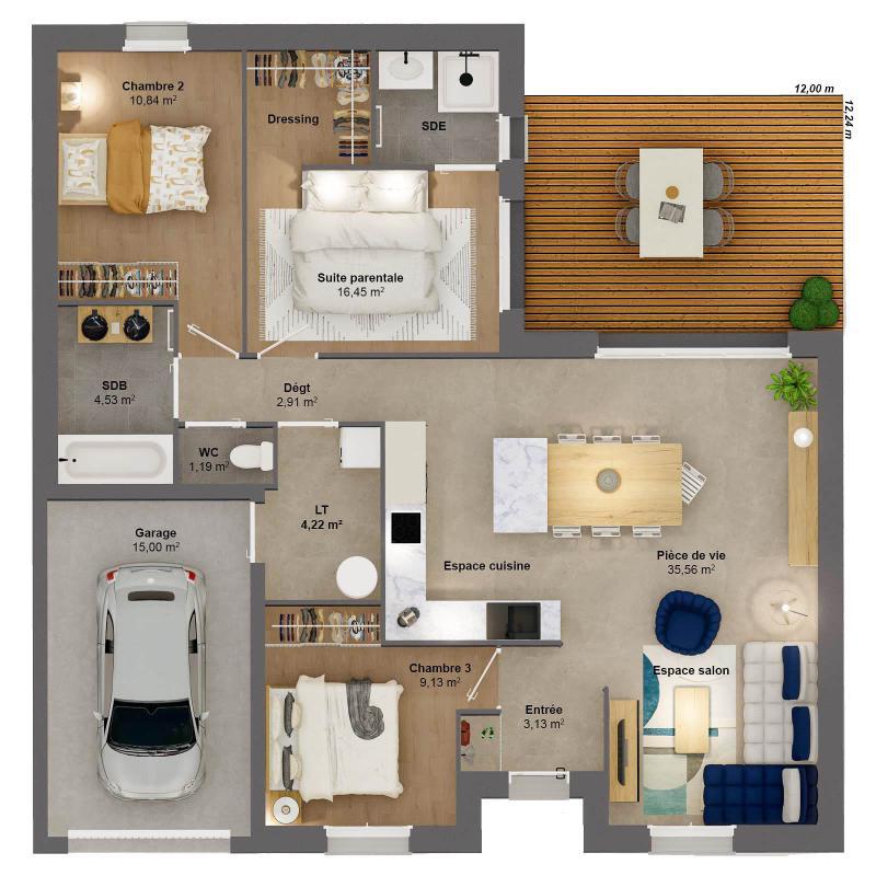 Maison - 88 m² - 5 pièces