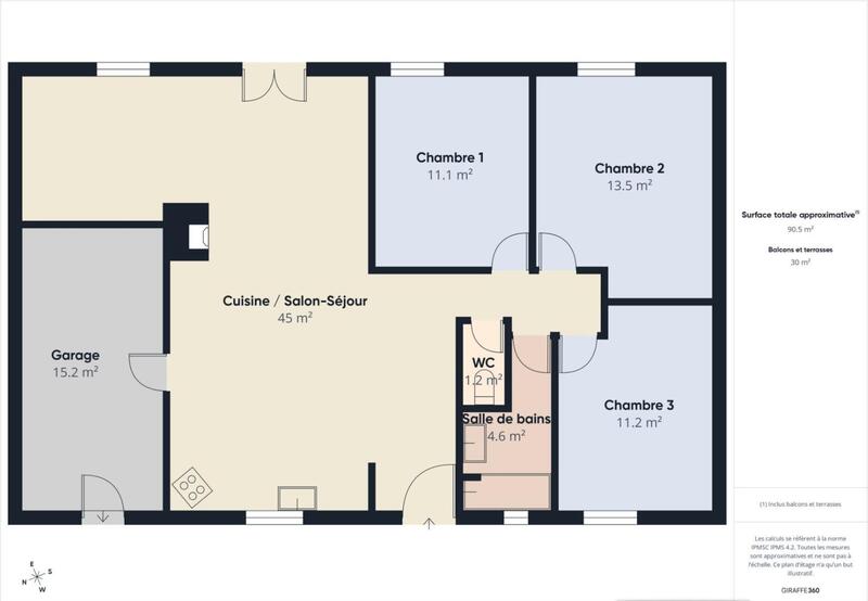 Maison - 90 m² - 4 pièces