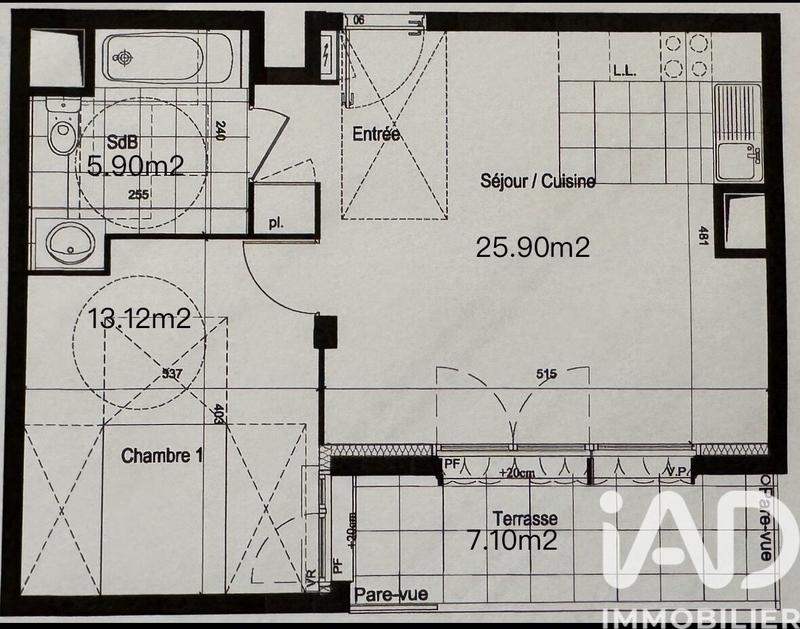 Appartement - 45 m² - 2 pièces
