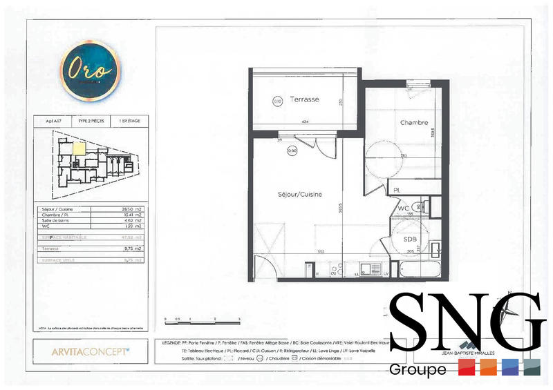 Appartement - 48 m² - 2 pièces
