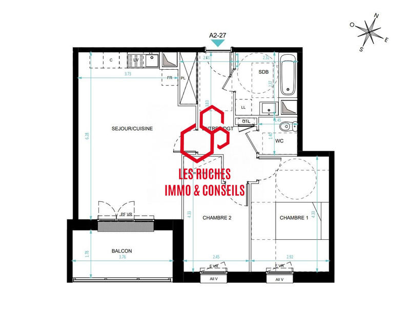 Appartement - 62 m² - 3 pièces