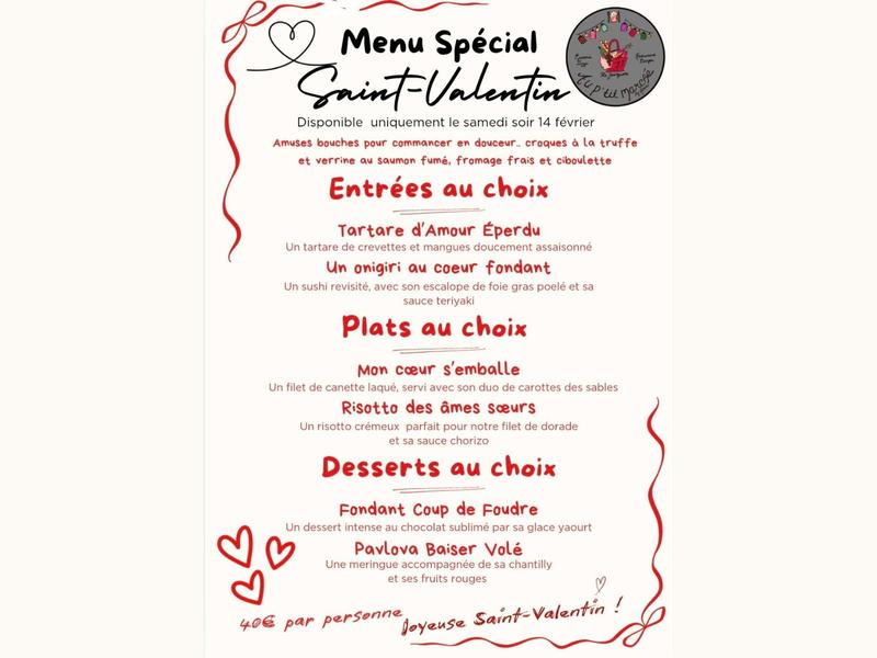 Menu de la Saint-Valentin - au P'tit Marché