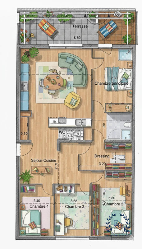 Appartement - 97 m² - 5 pièces