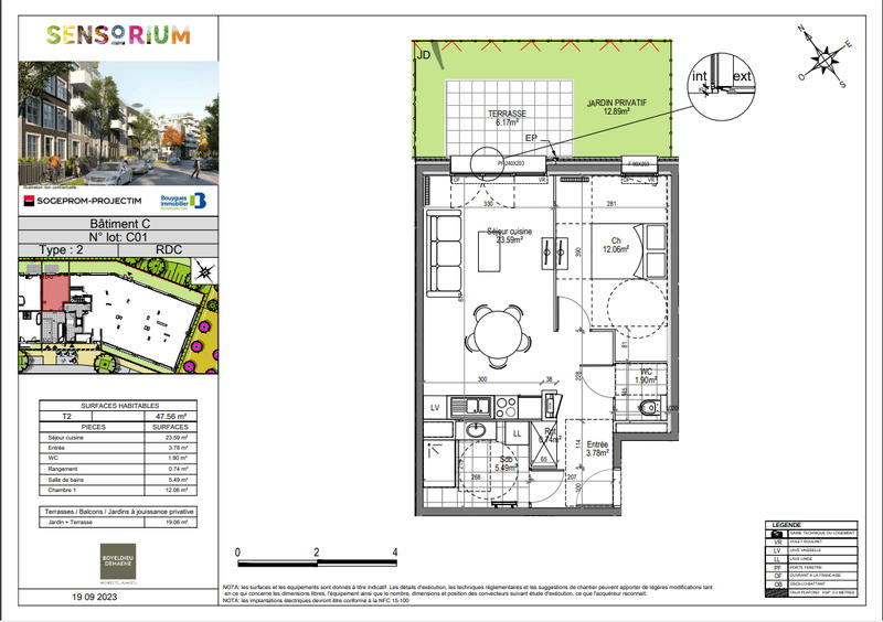 Appartement - 48 m² - 2 pièces