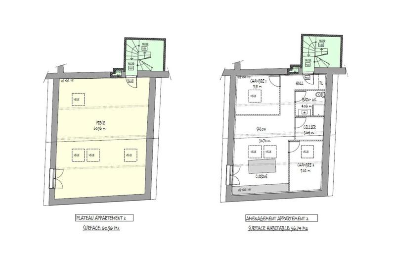 Loft - 59 m² - 2 pièces