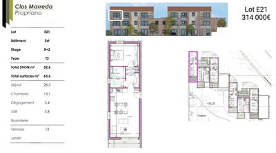 Appartement - 52 m² - 2 pièces