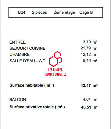 Appartement - 42 m² - 2 pièces