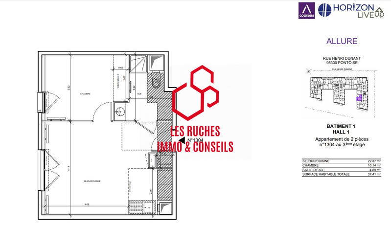 Appartement - 37 m² - 2 pièces