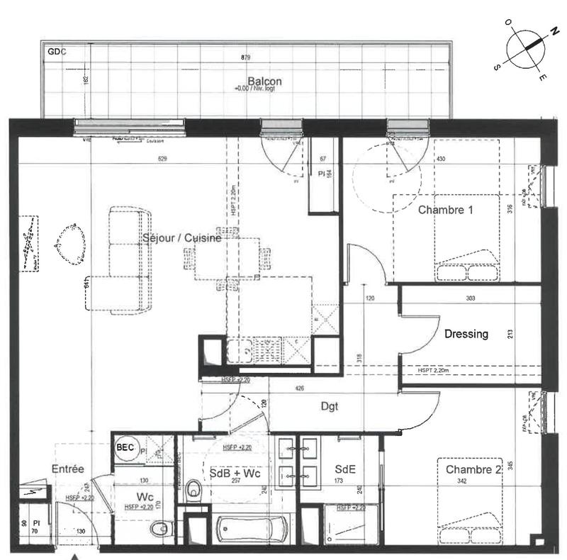 Appartement - 95 m² - 3 pièces