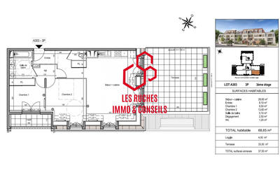 Appartement - 69 m² - 3 pièces