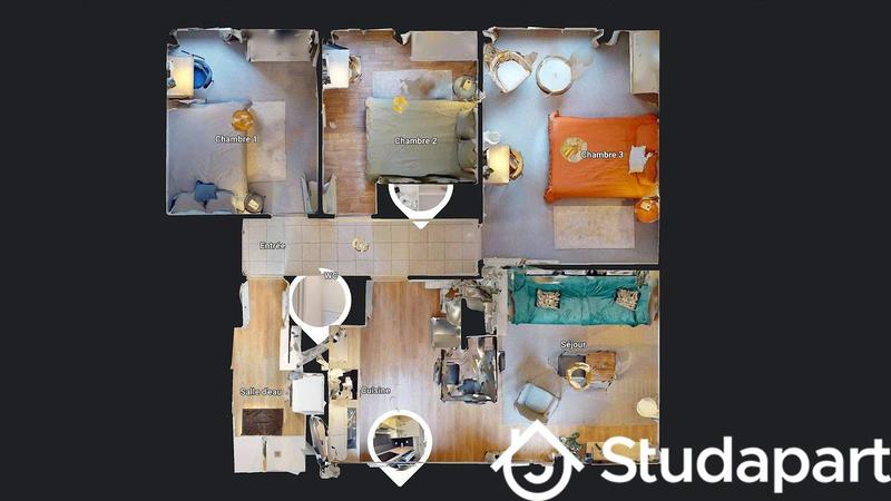 Chambre - 9 m² - 1 pièce