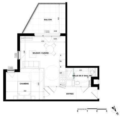 Appartement - 44 m² - 2 pièces