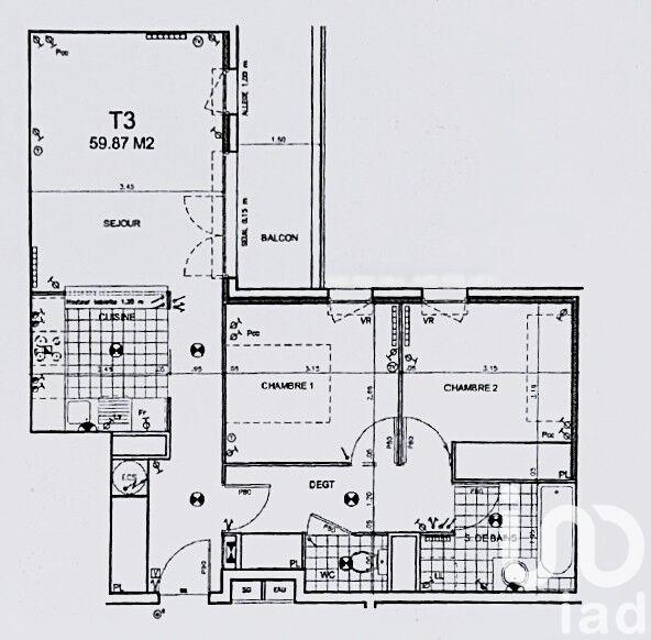 Appartement - 60 m² - 3 pièces