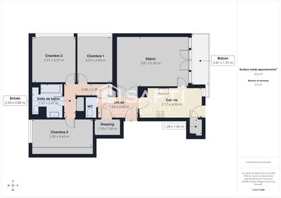 Appartement - 83 m² - 4 pièces