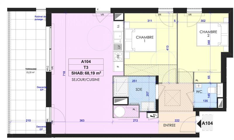 Appartement - 68 m² - 3 pièces