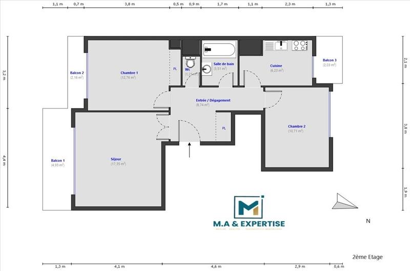 Appartement - 61 m² - 3 pièces