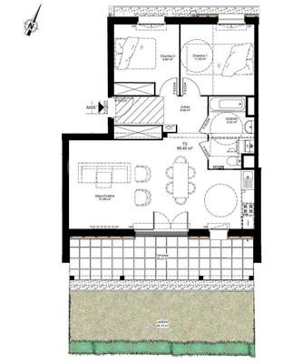 Appartement - 66 m² - 3 pièces