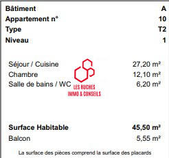 Appartement - 46 m² - 2 pièces